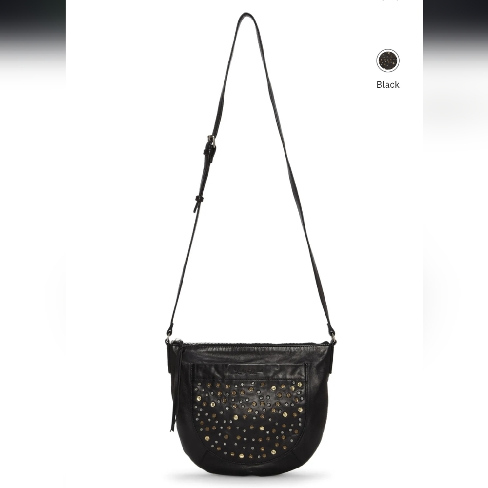 Lucky Brand Black Leather Crossbody Bag with Studs